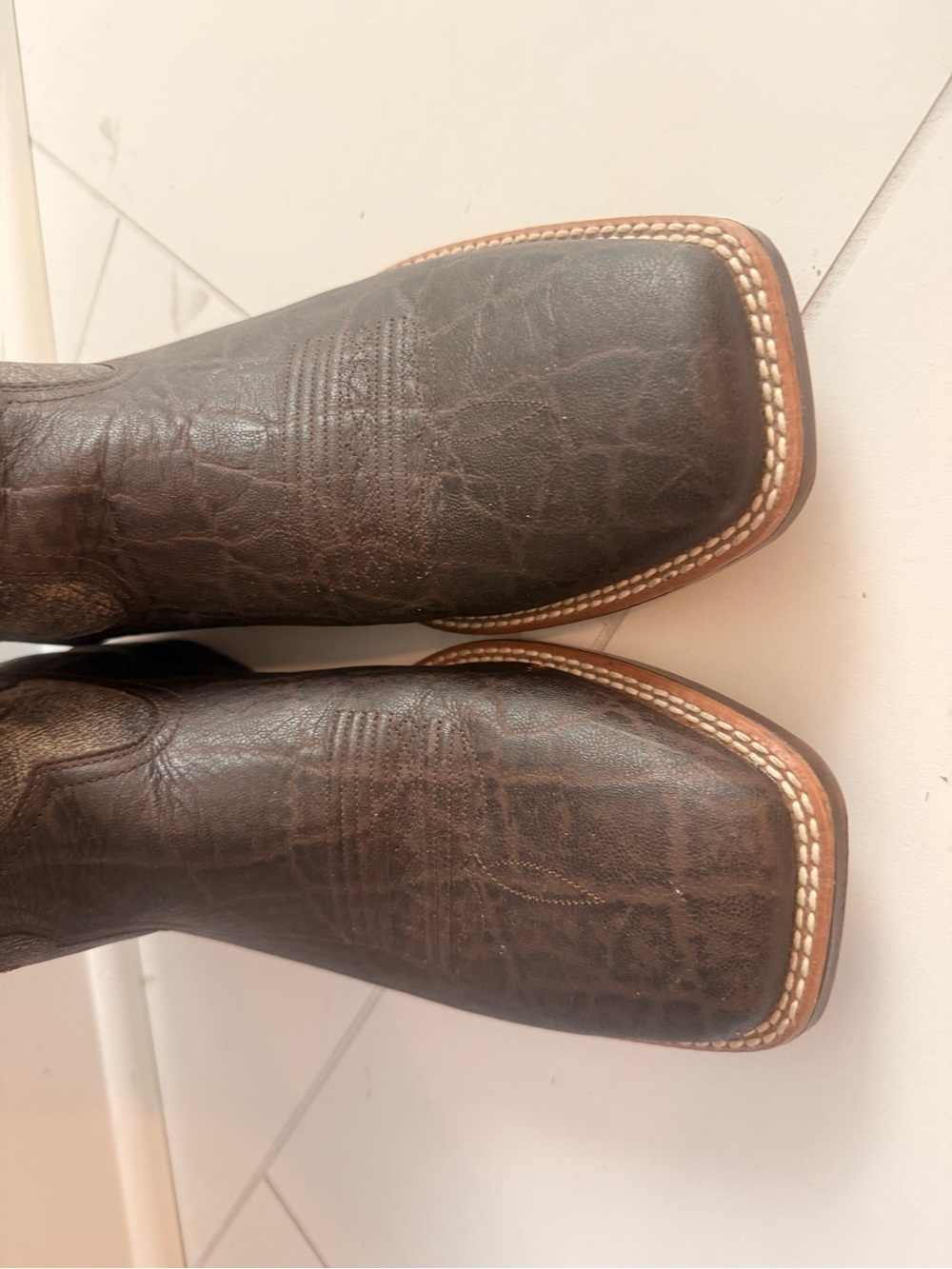 Ariat Brown Leather Western Boot Heel with Embossed Logo ATS Size 12D - Picture 3 of 8